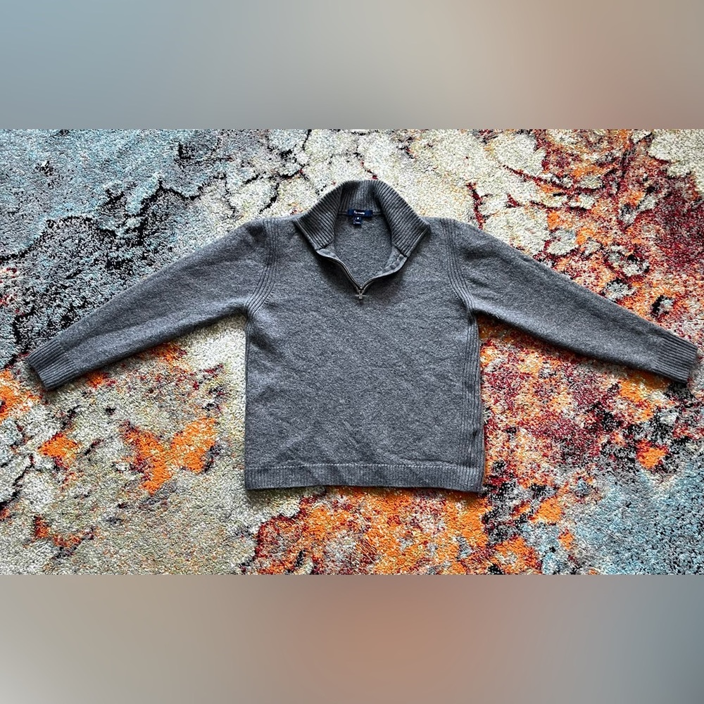 100% Wool Gray Half Zip Sweater